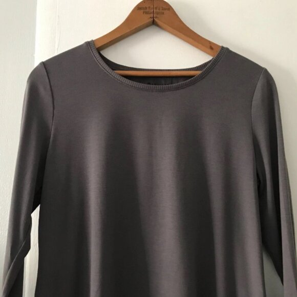 Athleta Heather Gray Monarch Ribbed Stretch Split-Tie Back Shirt Top Size Small - Picture 2 of 7